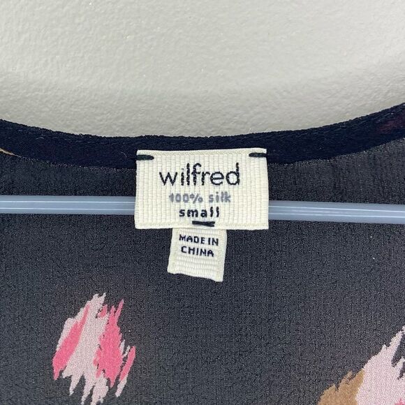 Wilfred | Aritzia Black Patterned 100% Silk Scoop-Neck Tank Top Size Small - Picture 3 of 6